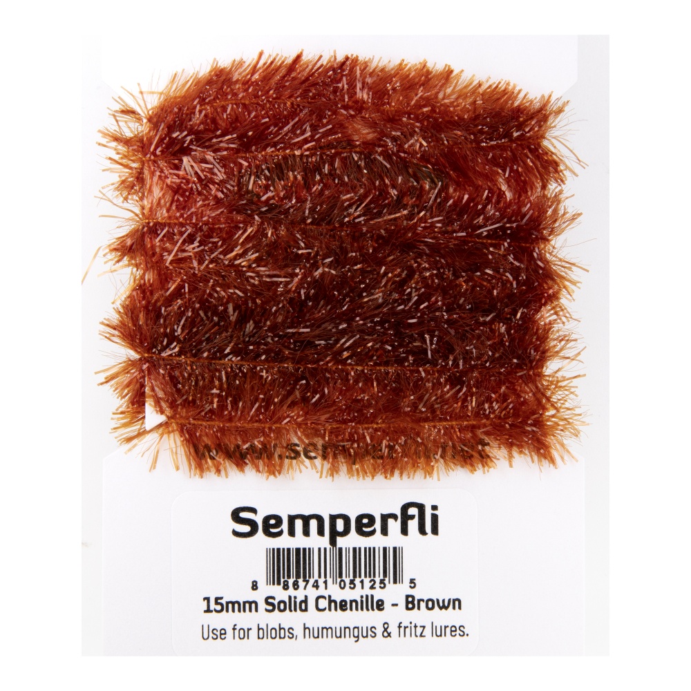 Semperfli 15mm Solid Chenille Brown Fly Tying Materials (Product Length 1.1 Yds / 1m)